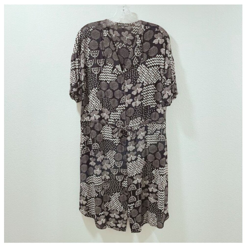 GUDRUN SJODEN "VIOLA" Button Front Short Sleeve Shirt Dress Black/White L - Picture 2 of 12